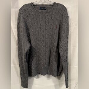 Ralph Lauren Charcoal Cable Knit Crewneck Sweater